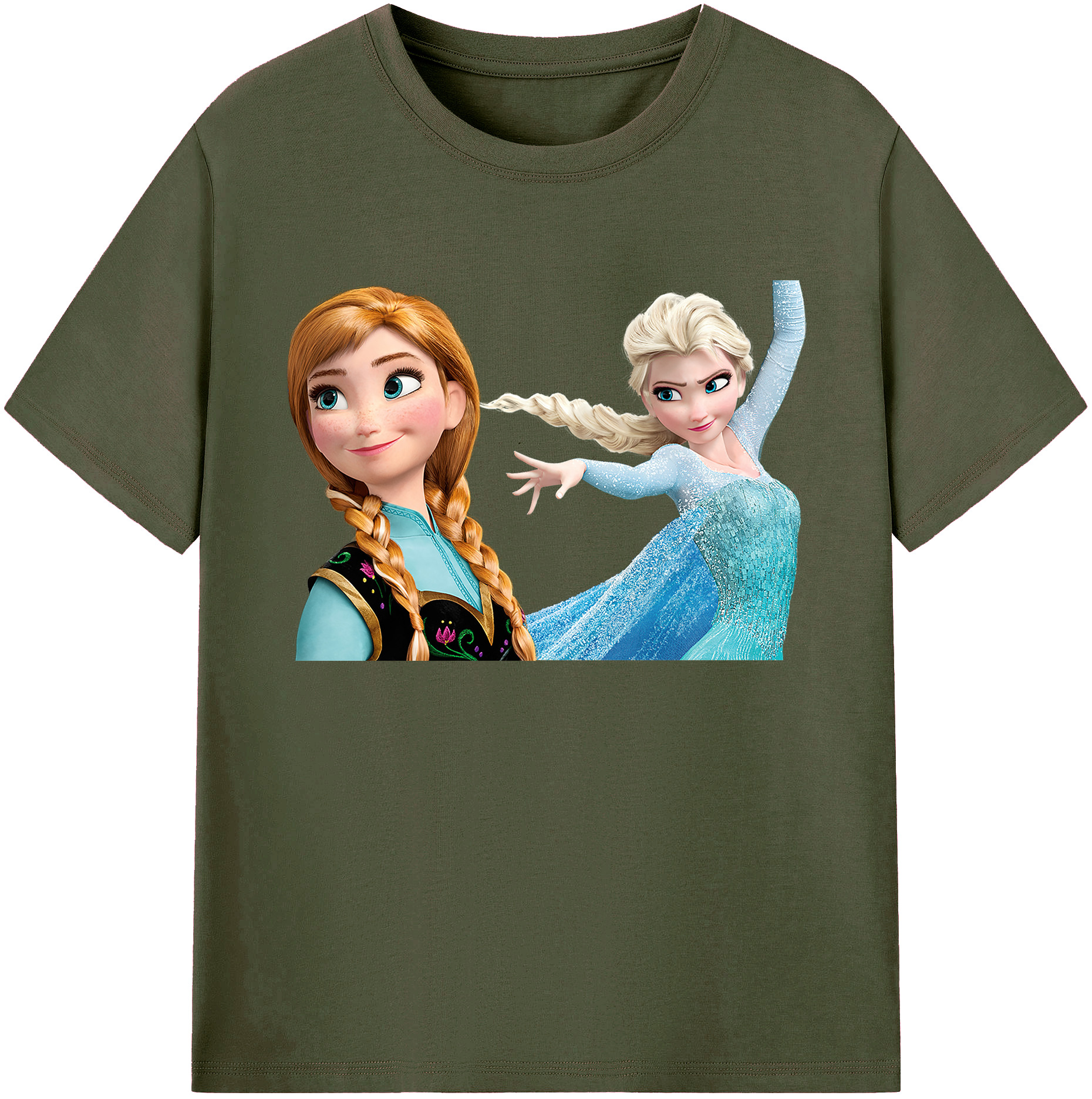 （画像用） アナと雪の女王 アンナ エルサ Frozen Anna Elsa 綿100％ メンズ半袖Tシャツ｜肌触りやわらか＆通気性